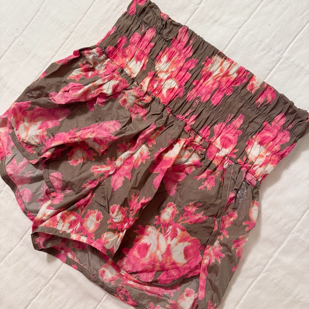 Free People Movement The Way Home Shorts Womens SMALL Floral‎ Brown Pink EUC
